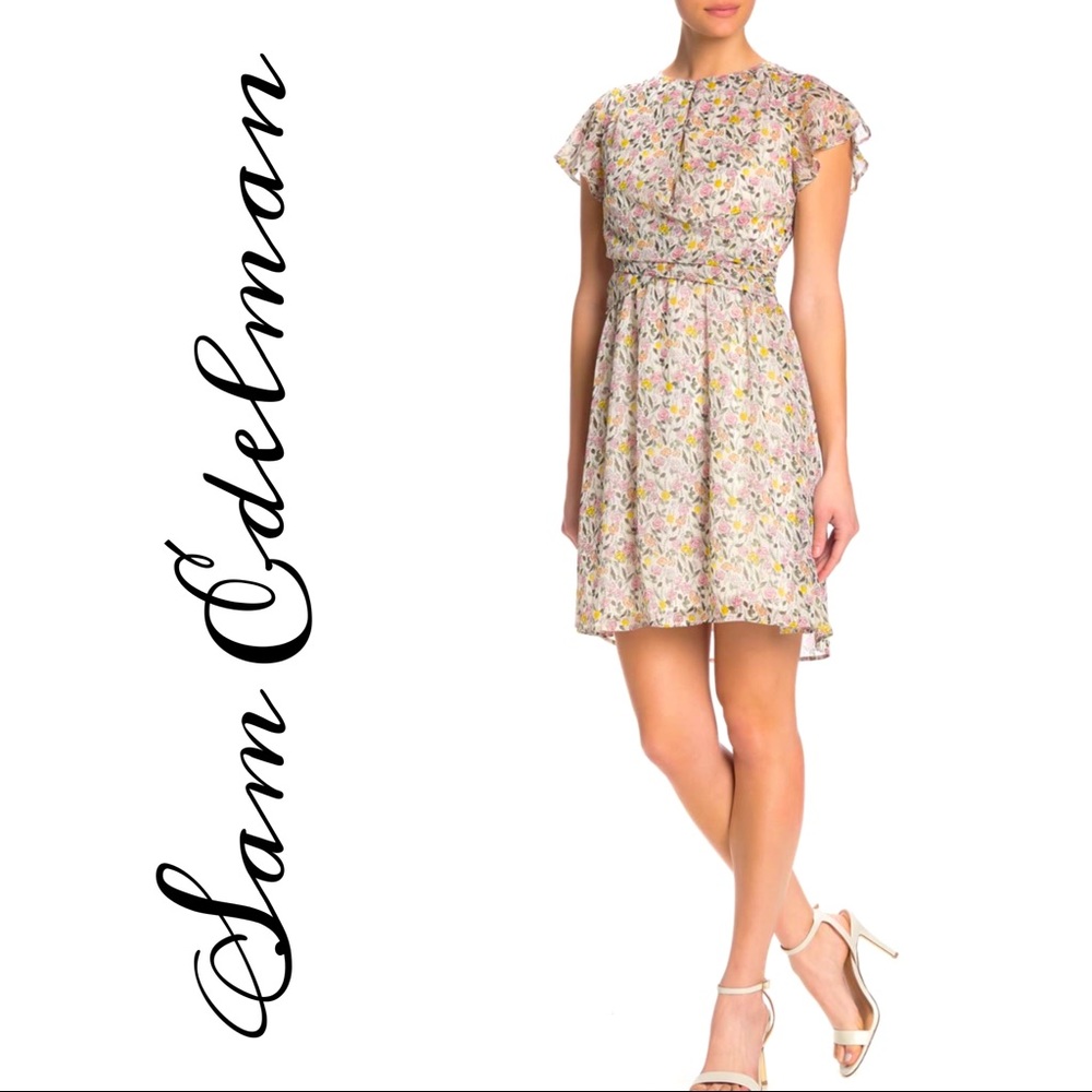 Sam Edelman Chiffon Patterned Drape Mini Dress NWT - image 2